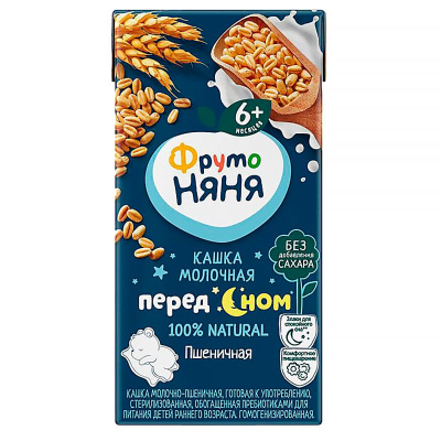 Каша жидкая молочная пшеничная 0.2 л от 6 месяцев ФрутоНяня 2095 1